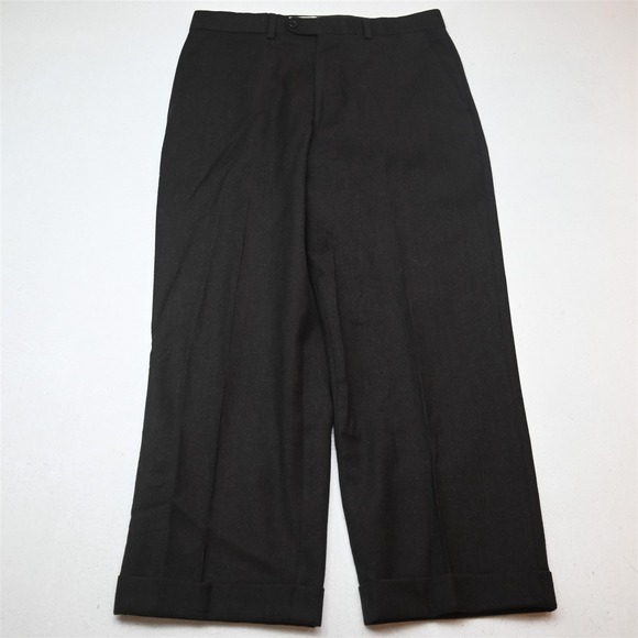 Tommy Trousers Other - Vtg Mens 31x26 Brown Wool Cashmere Flannel Flat Front Cuffed Dress Mens Pants